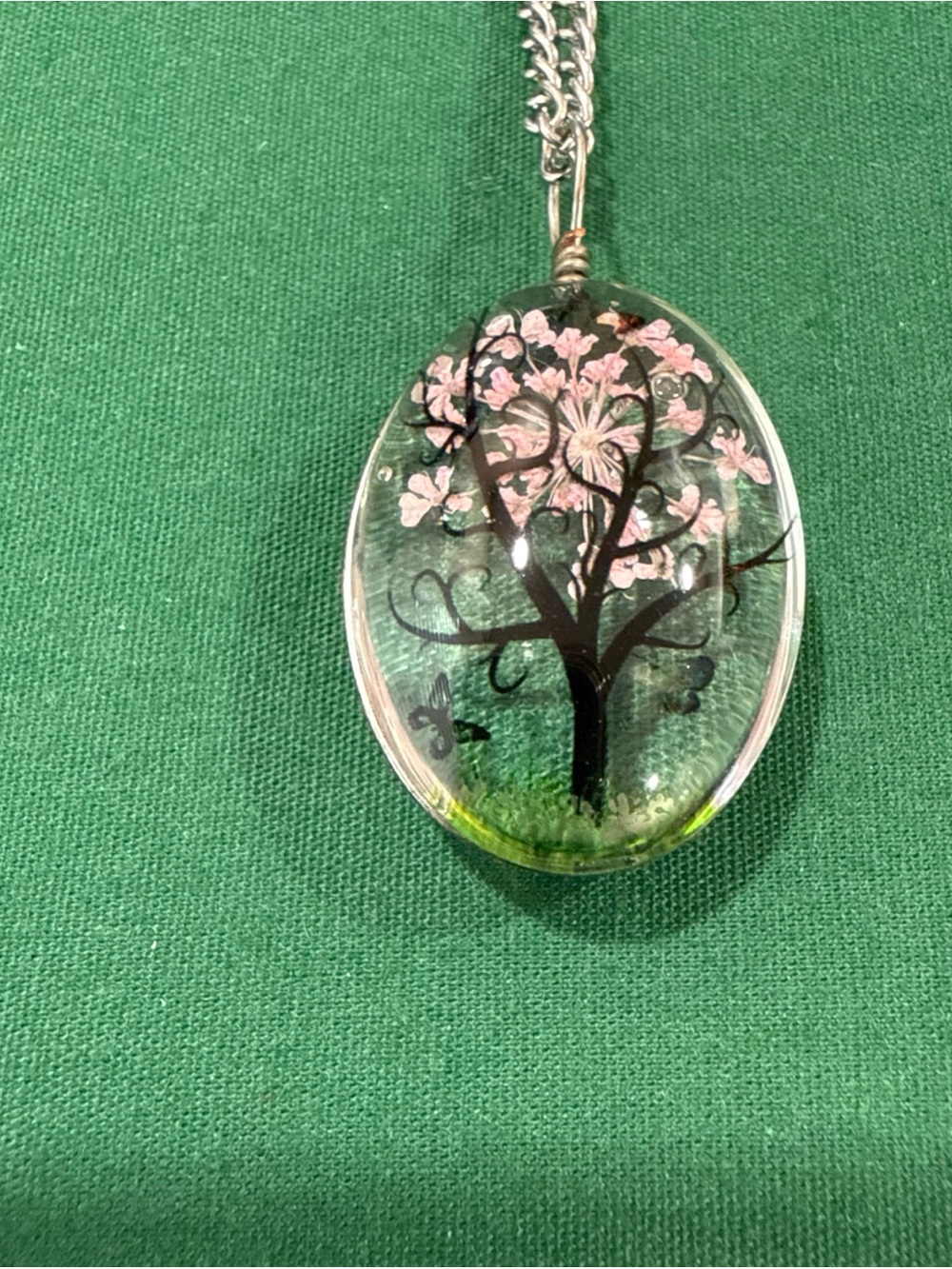 Cherry blossom Resin Pendant Necklace 95B